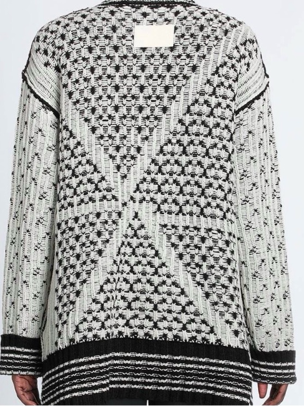 Maison Martin Margiela Black & White Geometric Open-Front Cardigan